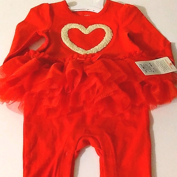 NWT☆CAT & JACK☆Baby Girl Wowzer Red Long Sleeve Heart Romper outfit - Picture 4 of 12